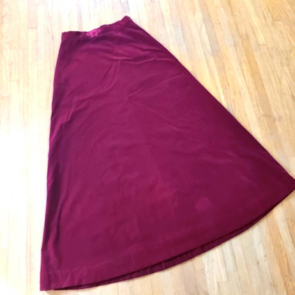 Vintage Velvet-Like Burgundy Maxi Skirt / by Sears / A-Line / Size 11 Ju… - Picture 1 of 5